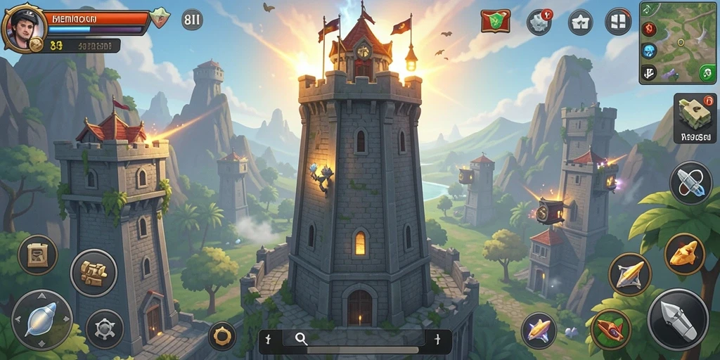 Tampilan gameplay Tower Defense yang intens dan strategis di 8II.