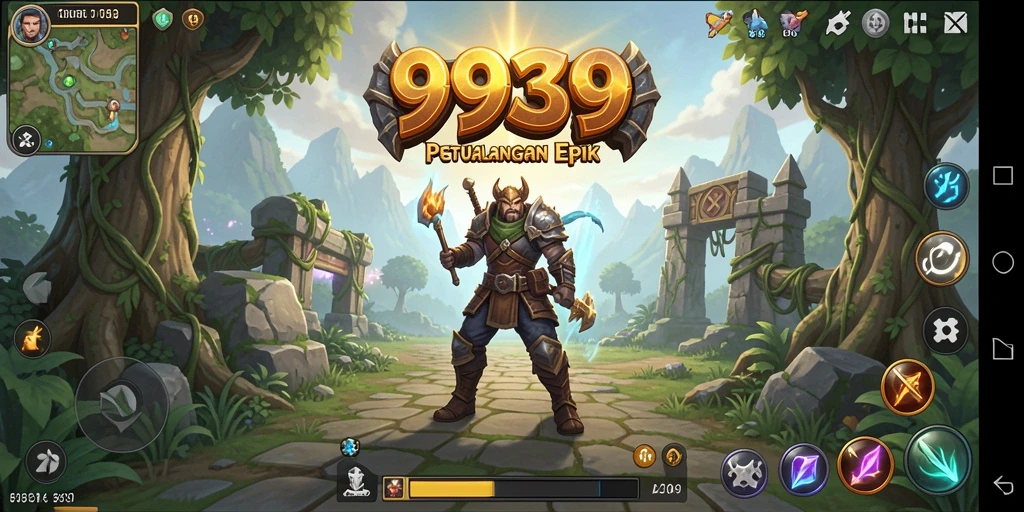Tangkapan layar gameplay <strong>9939</strong> menampilkan pertempuran epik di dunia RPG yang penuh warna.