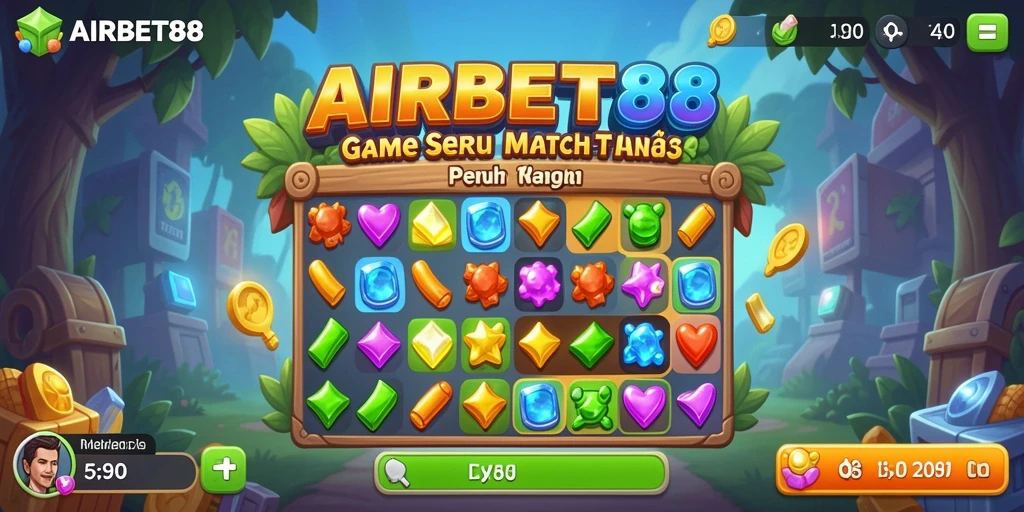 Tampilan gameplay AIRBET88 dengan elemen Match-3 yang menantang dan menarik.