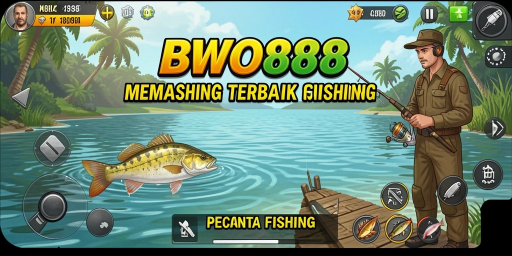 Screenshot gameplay BWO888 dengan aksi memancing yang mendebarkan.