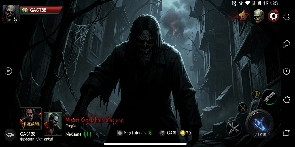 Screenshot dari gameplay GAS138 menunjukkan suasana yang menegangkan dan mencekam.