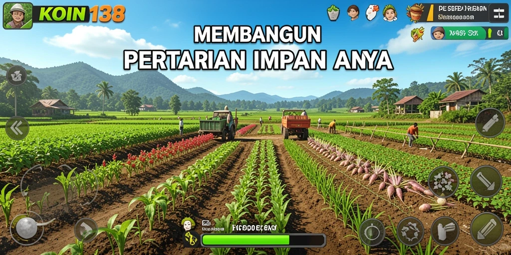 Screenshot utama KOIN138 menampilkan kreativitas dalam bertani.