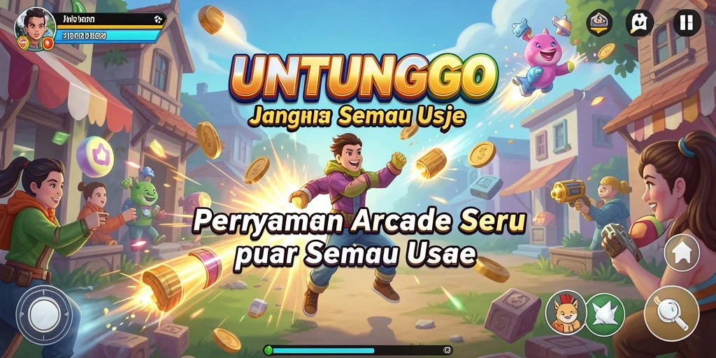 Tampilan gameplay UNTUNGGO yang penuh warna dan menarik.
