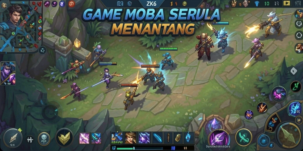 Tampilan gameplay seru dari ZK6 yang menampilkan aksi MOBA.