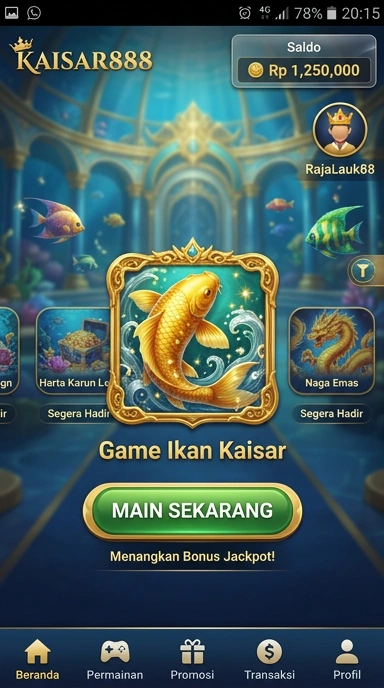Antarmuka kaisar888 yang mudah digunakan pada perangkat Android.
